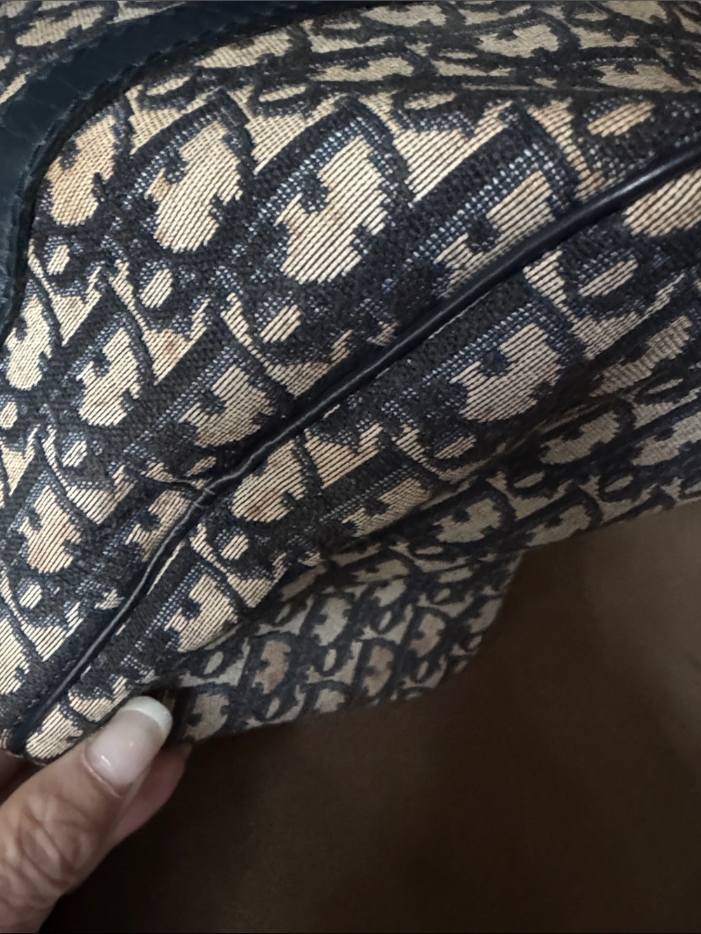 Christian Dior Trotter Canvas Boston Bag Hand Bag Vintage Navy - Picture 15 of 16